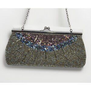 INGE CHRISTOPHER Clutch Womens Rectangle Beaded Evening Chain Bag peacock Multi